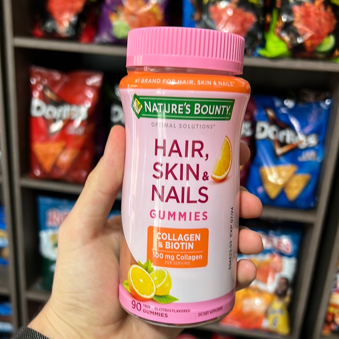 Nature's Bounty Hair Skin and Nails With Collagen and Biotin, Gummies, 90 Ct - LOOP MX