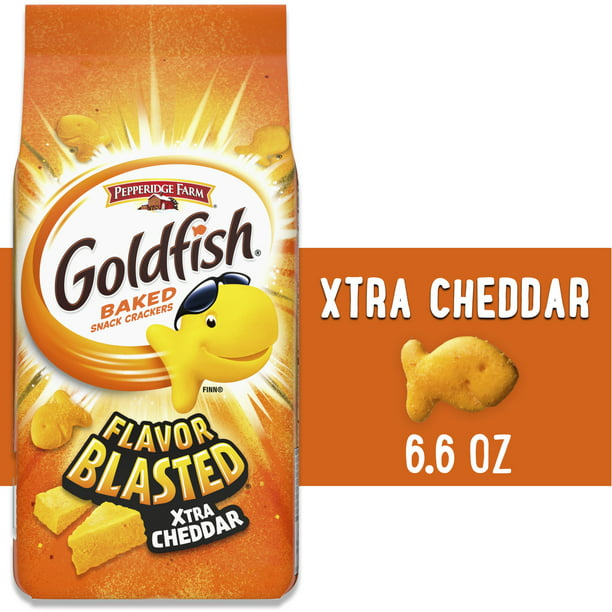 Goldfish Flavor Blasted Xtra Cheddar Cheese Crackers, Baked Snack Crackers, 6.6 oz Bag - LOOP MX