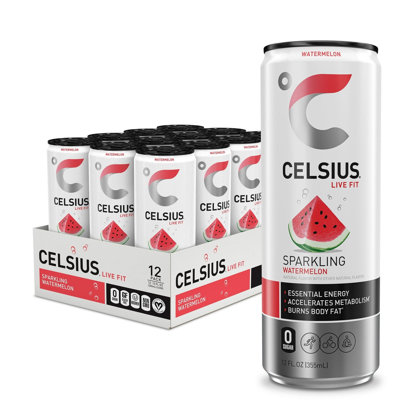 CELSIUS Sandía Espumosa, Bebida Energética Funcional Lata de 12 fl oz