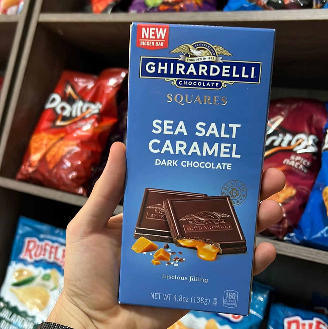 GHIRARDELLI Sea Salt Caramel Dark Chocolate Squares Bar, 4.8 Oz Bar - LOOP MX