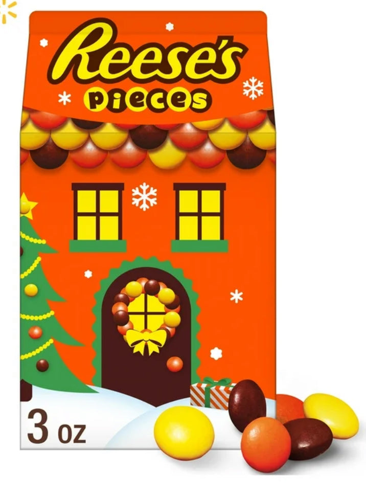 Reese's Pieces Mantequilla de Maní en una Cáscara Crujiente Christmas Candy, Caja de 3 oz