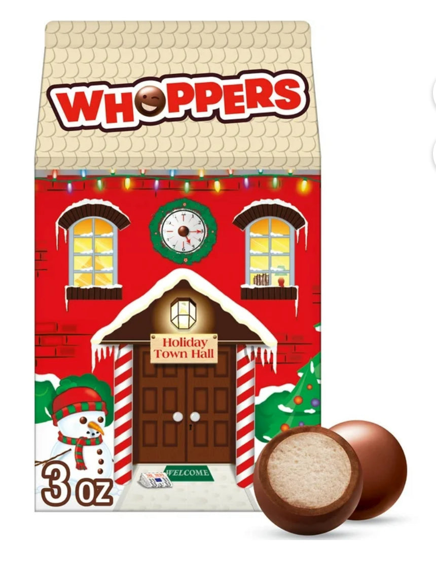 Whoppers Bolas de Leche Malteada Caramelo Navideño, Caja de 3 oz
