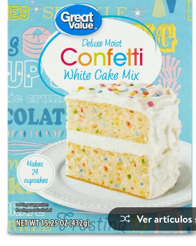 Great Value Deluxe Húmedo Confeti Blanco Pastel de 15.25 oz Caja