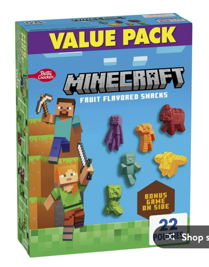 Betty Crocker Minecraft Fruit YPF5 Flavored Snacks 22 Count, 17.6 OZ