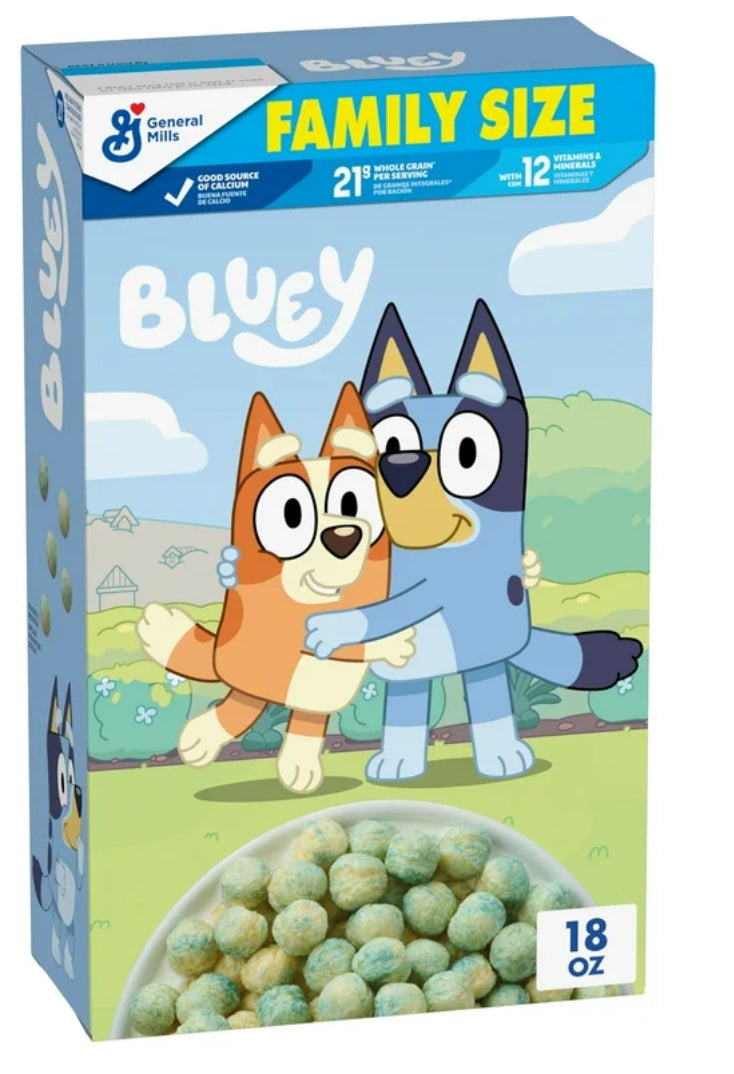 Bluey Cereal Bollos de Cereal de Maíz Crujientes, Elaborados con Granos Integrales, Tamaño Familiar, 18 oz