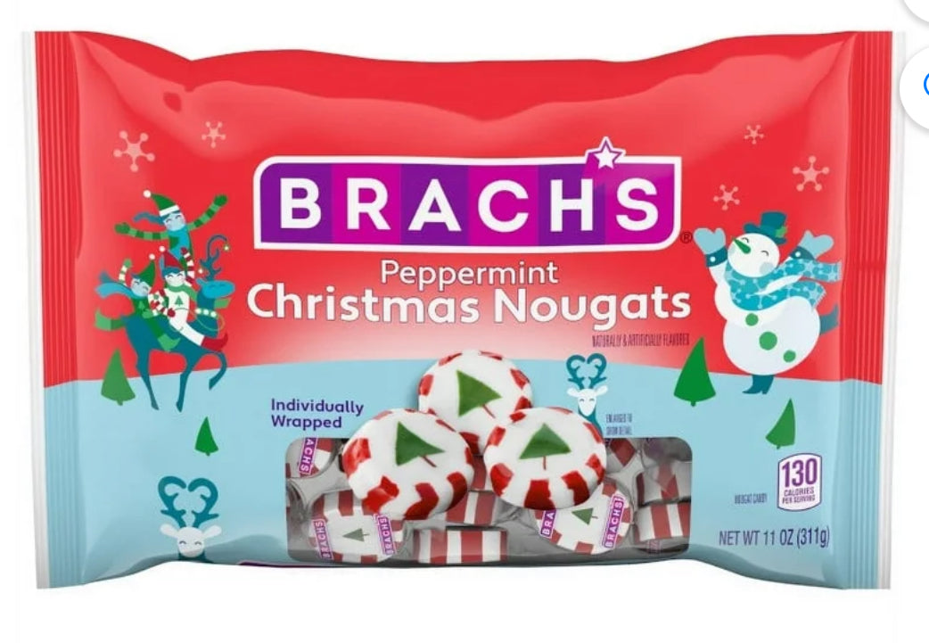 Brach's Christmas Tuugats Mix, Caramelos Christmas de Sabor Mixto Envueltos Individualmente, Bolsa de 11 oz