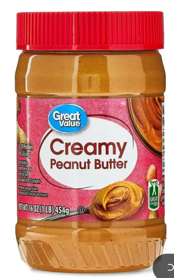 Great Value Creamy Peanut Butter, 16 oz
