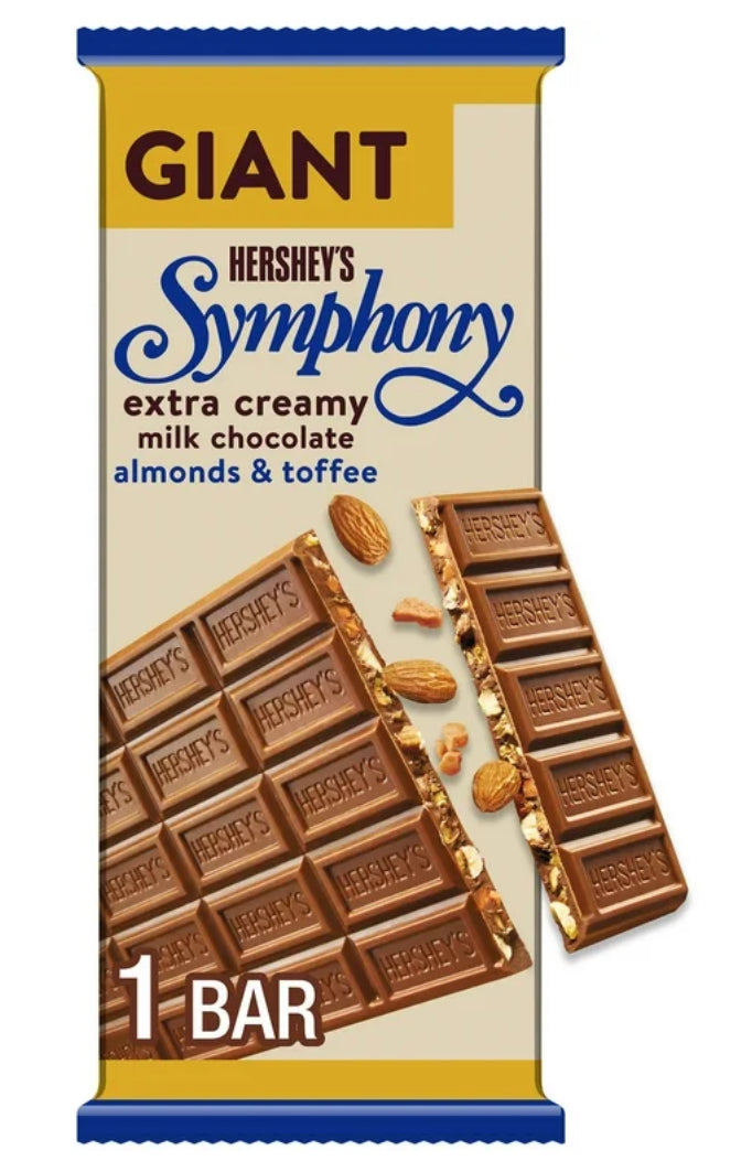 Chocolate Hershey's Symphony Caramelo Gigante de Almendras y Toffee Barra de 7,37 oz, 25 Piezas