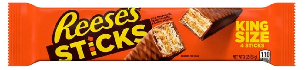 Reese's Sticks Milk Chocolate Peanut Butter Wafer King Size Candy, Pack 3 oz