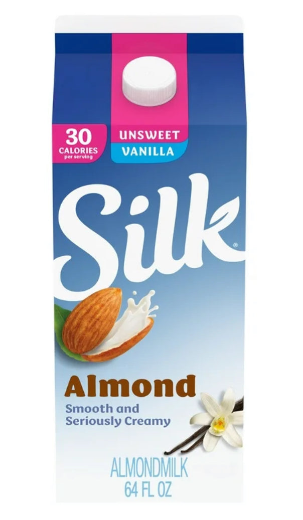 Silk Leche Almond de Vainilla sin Gluten, sin Azúcar, 64 fl oz y Medio Galón