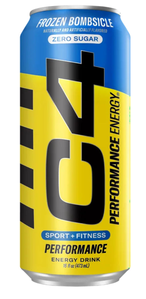 Bebida Energética C4 + Bombsicle Congelado + Cero Azúcar + Energía Explosiva + Lata Individual de 16 Oz