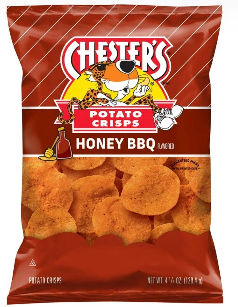 Chester's Papas Fritas Papas Fritas Snacks con Sabor a BBQ y Miel, Bolsa de 4.25 oz