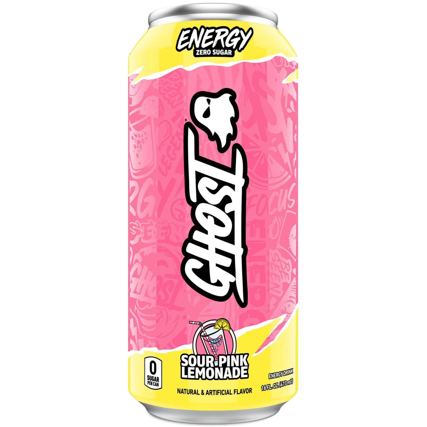 GHOST® ENERGY Bebida ENERGY sin Azúcares, Limonada Rosa Agria, Lata de 16 fl oz