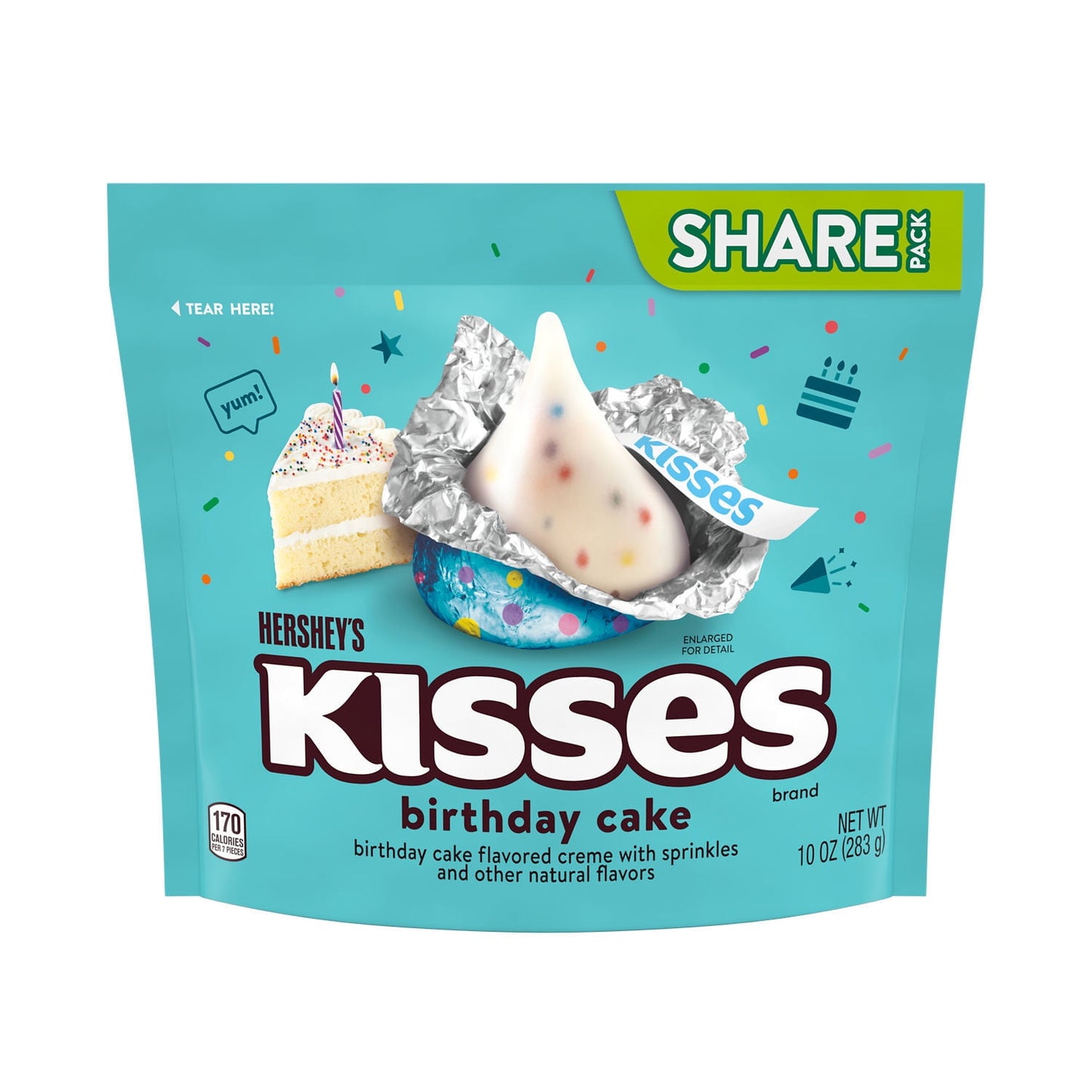 HERSHEY'S KISSES Paquete Compartido de Dulces con Sabor a Pastel de Cumpleaños, 10 oz