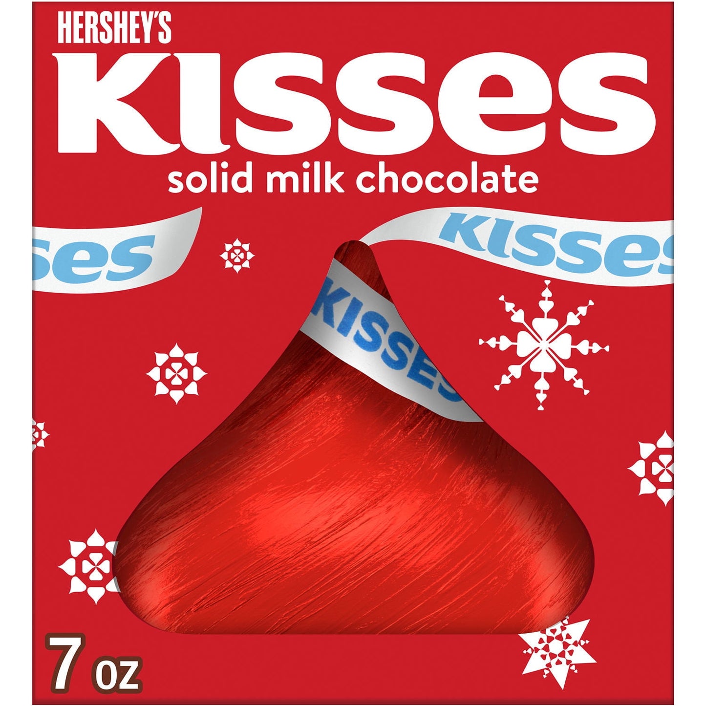 Hershey's Kisses Caramelo Navideño de Chocolate con Leche Sólida, Caja de Regalo 7 oz
