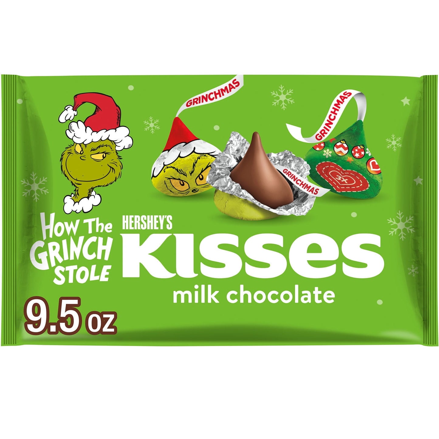 Hershey's Besa el Caramelo Christmas de Chocolate con Leche de Grinch, Bolsa 9.5 oz