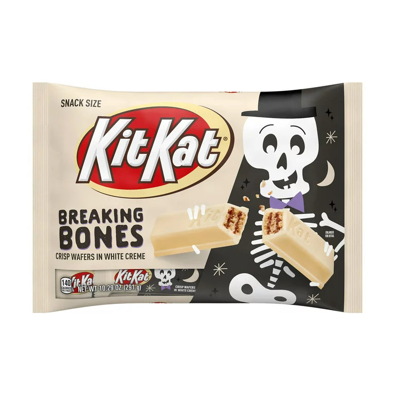 Kit Kat® Breaking Bones White Creme Snack Size, Halloween Wafer Candy Bars Bag, 10.29 oz