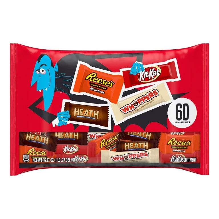 Hershey Assorted Chocolate Flavored Halloween Candy, Variety Bag 16.27 oz, 60 Pieces