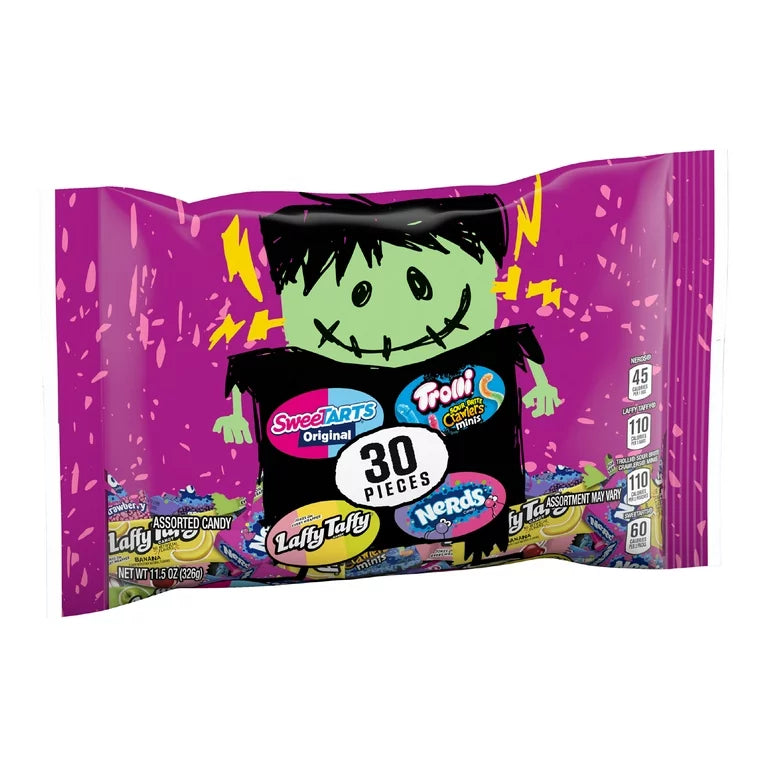 Franken Favorites 30 pieces SweeTarts, Nerds,Trolli ,LaffyTaffy Ferrara chewy sugar Halloween mix