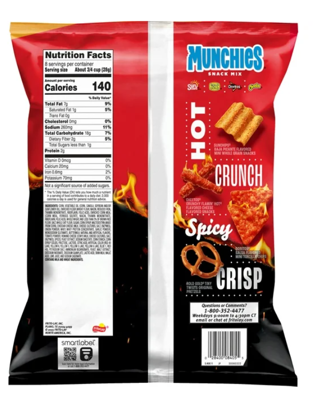 Munchies Flamin' Hot Flavored Snack Mix, 8 oz, Single Pack