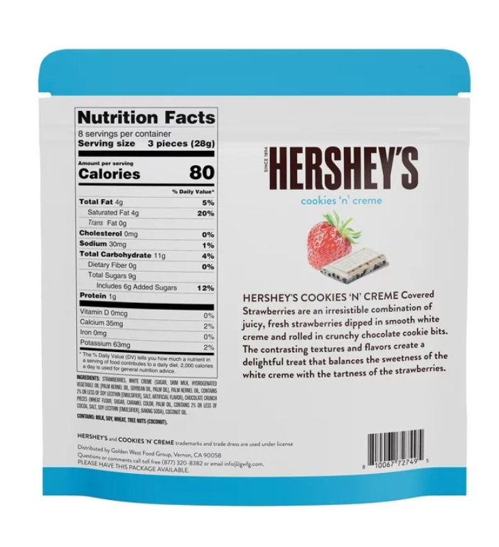 Hershey's Strawberries in Cookies ‘N’ Creme, 8 oz (Frozen)