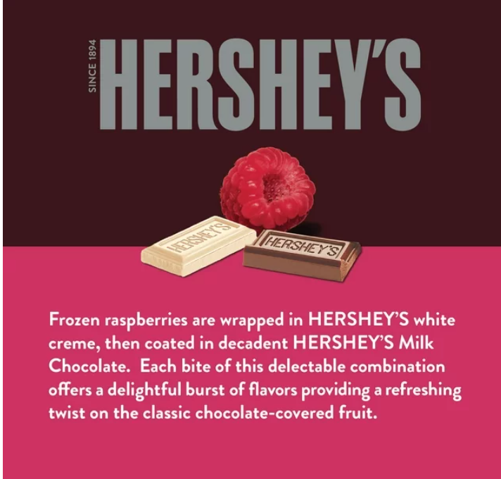 Hershey's Raspberries in White Creme & Milk Chocolate, 8 oz (Frozen)