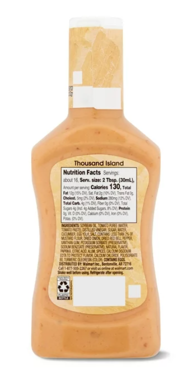 Great Value Thousand Island Dressing, 16 fl oz