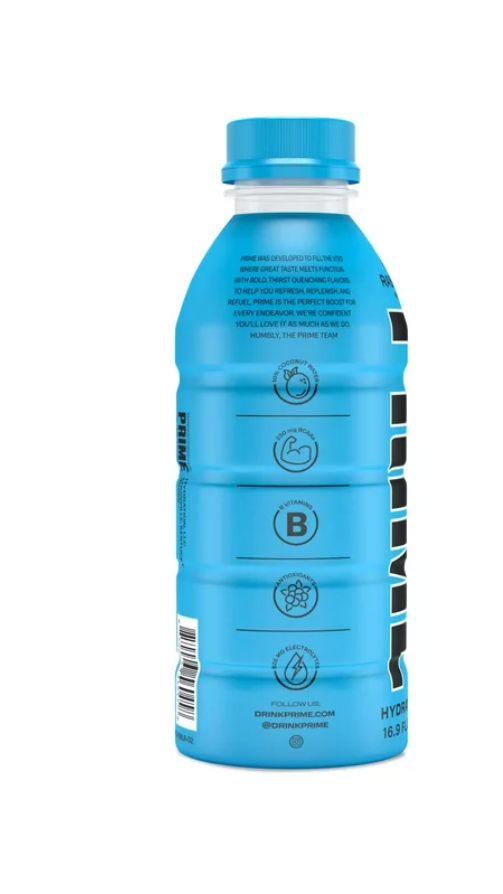 Prime Hydration Drink, Blue Raspberry, 16.9 fl oz, Single Bottle