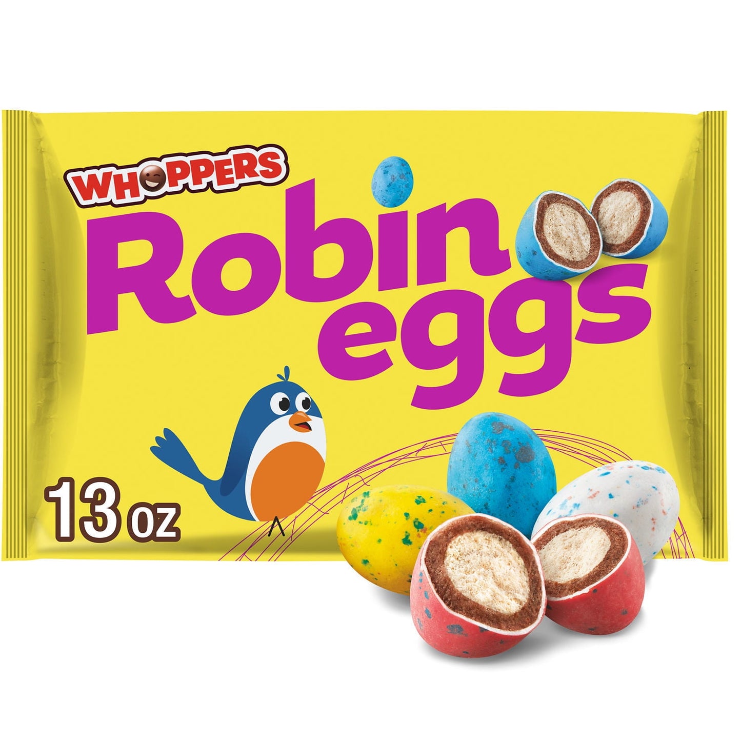 Whoppers
Whoppers Robin Eggs Bolas de Leche Malteada Caramelo de Pascua, Bolsa 13 oz