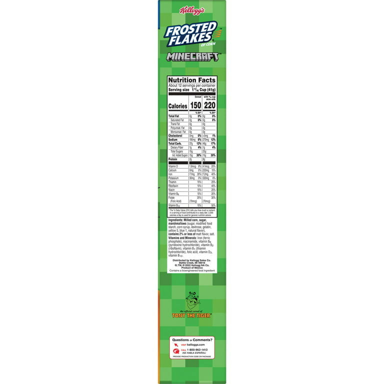 Kellogg's Frosted Flakes Original with Creeper Bit Marshmallows Cold Breakfast Cereal, 16.8 oz - LOOP MX