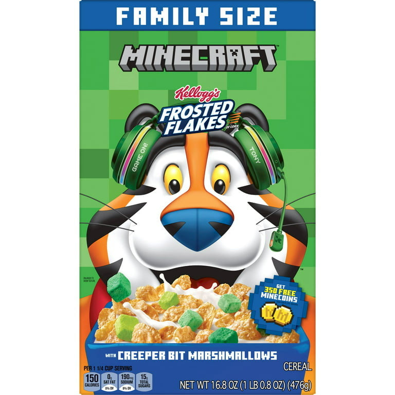 Kellogg's Frosted Flakes Original with Creeper Bit Marshmallows Cold Breakfast Cereal, 16.8 oz - LOOP MX