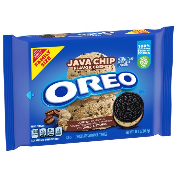OREO Java Chip Flavored Creme Chocolate Sandwich Cookies, Family Size, 17 oz - LOOP MX