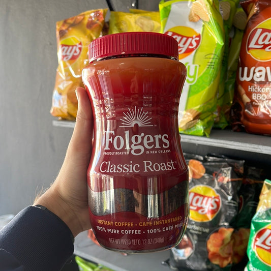 Folgers Classic Roast Instant Coffee Crystals, 12 Ounce Easy-Open Flip-Top Jar