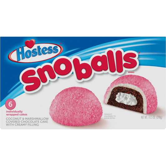 PACK, HOSTESS SNOBALLS, Coconut-Covered Chocolate Cake, Creamy Filling