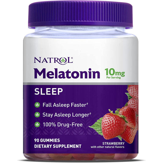 Natrol® Melatonin Sleep Aid Gummies, Fall Asleep Faster, Strawberry, 10mg, 90 Count - LOOP MX