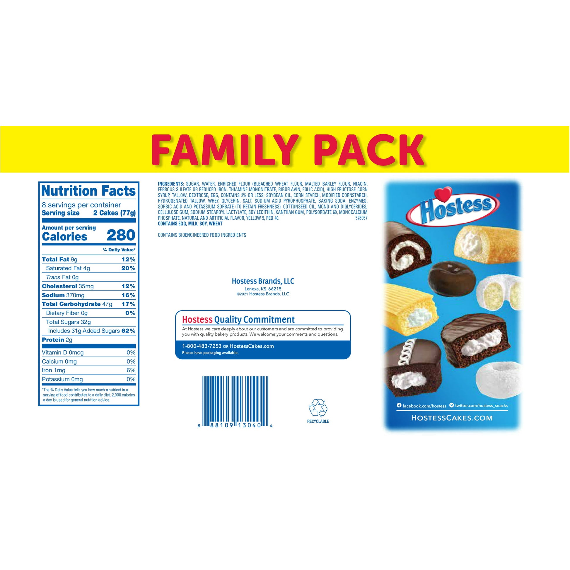 HOSTESS TWINKIES, Golden Sponge Cake, Creamy Filling, Tasty Snack Treat, Family Pack - LOOP MX