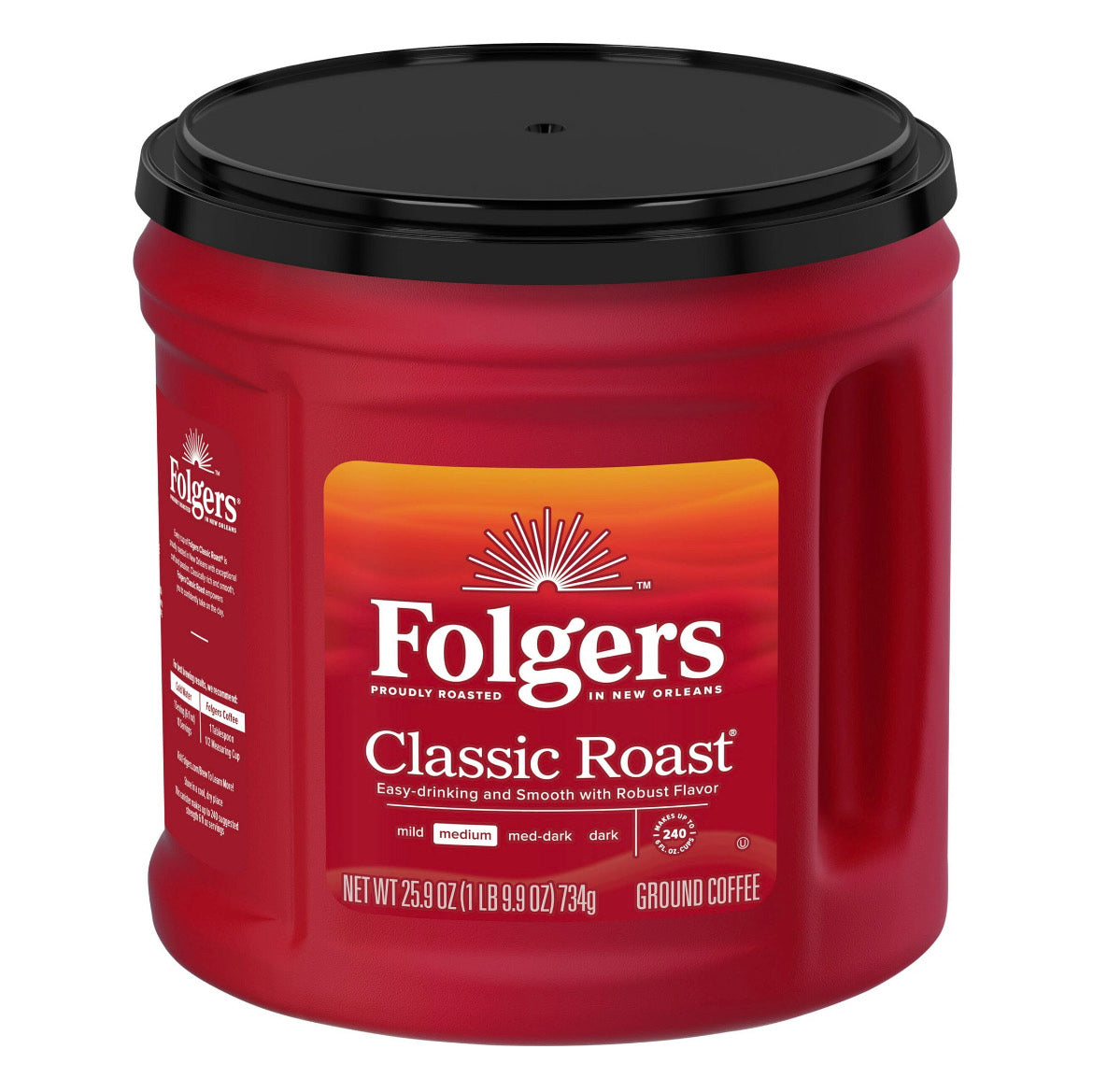 Folgers Classic Roast Ground Coffee, Medium Roast Coffee, 25.9 Ounce Canister