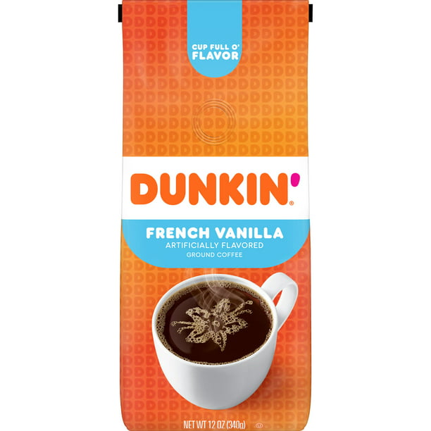 Dunkin French Vanilla Artificially Flavored Coffee, Ground Coffee, 12 Oz Bag - LOOP MX