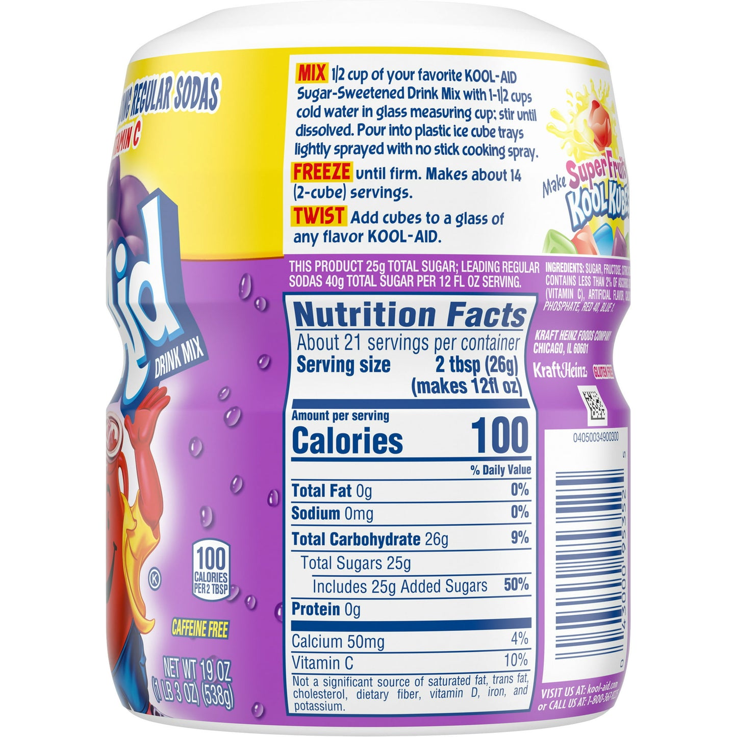 Kool-Aid Sugar-Sweetened Grape Artificially Flavored Powdered Soft Drink Mix, 19 oz - LOOP MX