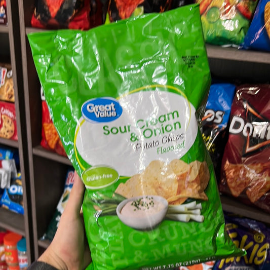 Great Value Sour Cream & Onion Flavored Potato Chips, 7.75 oz - LOOP MX