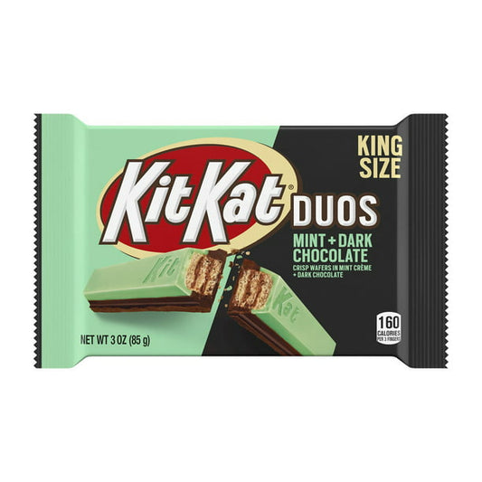 Kit Kat Duos Mint Creme and Dark Chocolate King Size Wafer Candy, 3 oz, Bar - LOOP MX