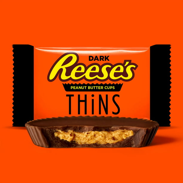 Reese's, THINS Dark Chocolate Peanut Butter Cups Candy, Individually Wrapped, 7.37 oz, Share Bag - LOOP MX