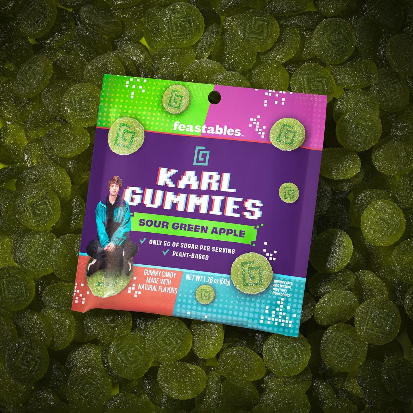 Feastables Karl Gummy Candy Sour Green Apple, 1.8 oz (50 g) - LOOP MX