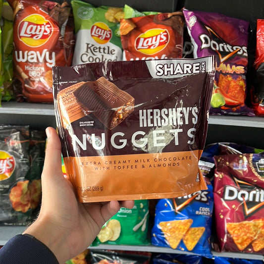 Hershey's Nuggets Milk Chocolate, Toffee and Almonds Candy, Share Pack 10.2 oz