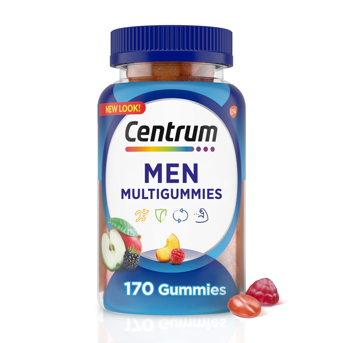 Centrum Multigummies - Gomitas Vitamínicas para Hombres, Suplemento Multivitamínico, Frutas Variadas, 170 Unidades