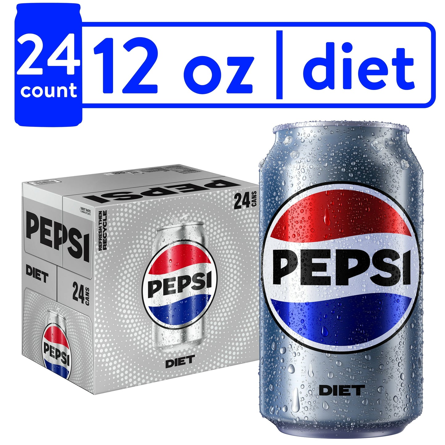 Diet Pepsi Refresco de Cola 12 Fl Oz, Paquete de 24 Latas