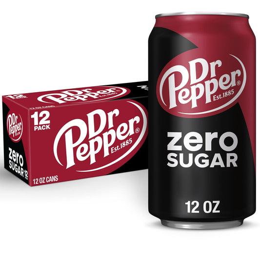 Dr Pepper Zero Sugar Refresco Latas de 12 Fl Oz, Paquete de 12