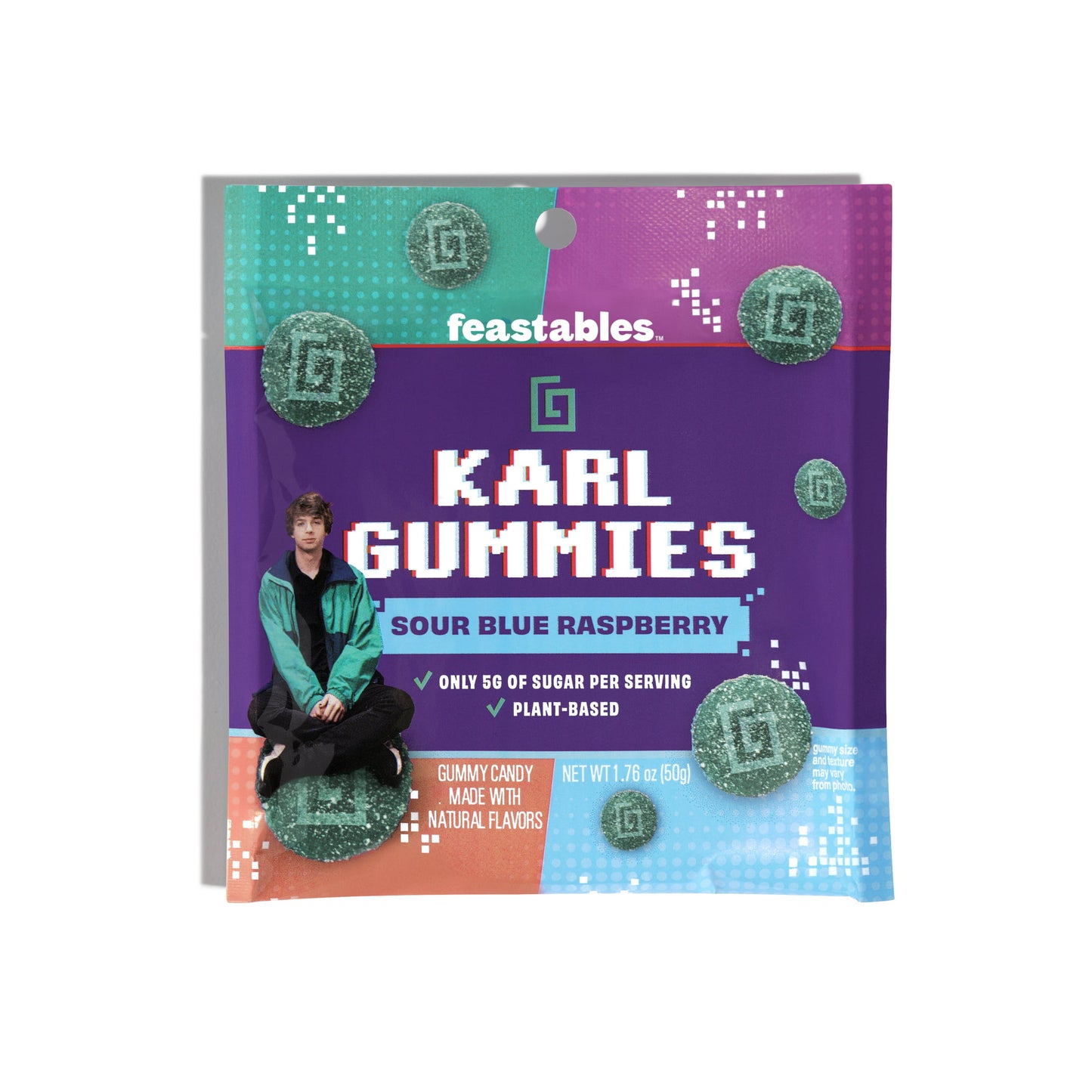 Feastables Karl Gummy Candy Sour Blue Raspberry, 1.8 oz, 1 Bag - LOOP MX