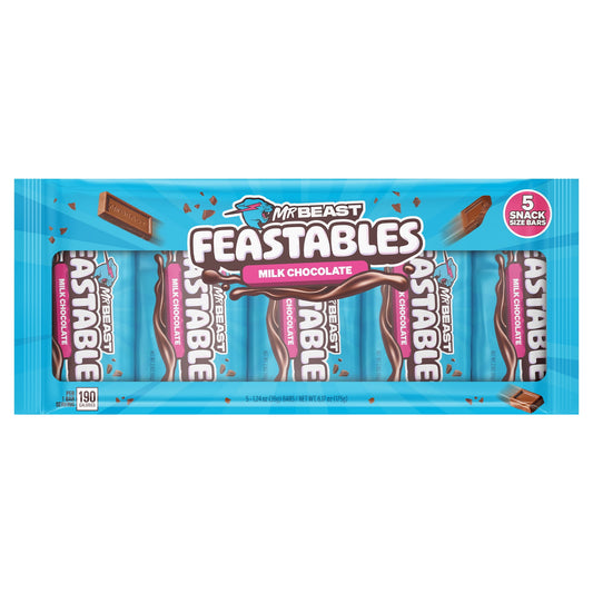 Feastables MrBeast Barra de Chocolate Leche, 1,24 oz (35g), 5 Contar