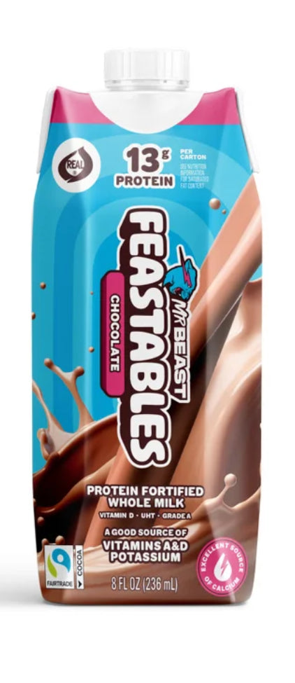 Feastables Leche con Chocolate Fortificada con Proteínas Estable en Almacenamiento, 8 fl